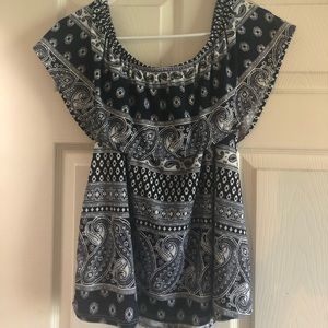 Cold shoulder paisley top